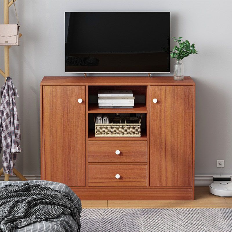 Contemporary TV Stand Console Wooden TV Stand with Drawers and Doors , 12" D X 31.5" H Clearhalo 'furn' 'furn_tv_stands_entertainment_centers' 'Furniture' 'Living Room Furniture' 'TV Stands & Entertainment Centers' 'TV Stands & Media Storage Furniture' 'tv_stands_entertainment_centers' 1200x1200_41be0753-024f-47b6-b9bc-70a8b001c3d7