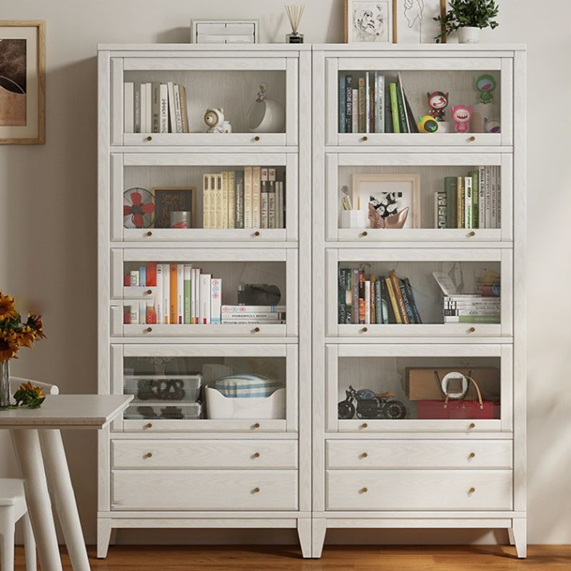 Wood  Standard  Bookcase Closed Back Contemporary Bookshelf with Drawers