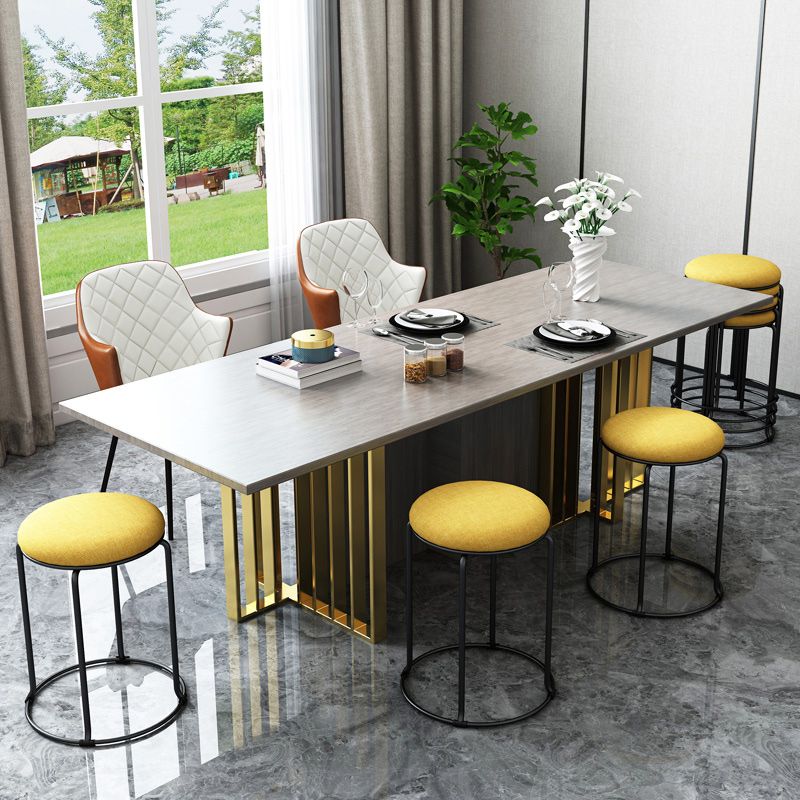 Linen Blend Ottoman Metal Frame Round Upholstered Contemporary Solid Pouf Clearhalo 'furn' 'furn_ottomans_poufs' 'Furniture' 'Living Room Furniture' 'Ottomans & Poufs' 'ottomans_poufs' 1200x1200_41bf9eec-895c-4029-a5e7-24cbd24f637a