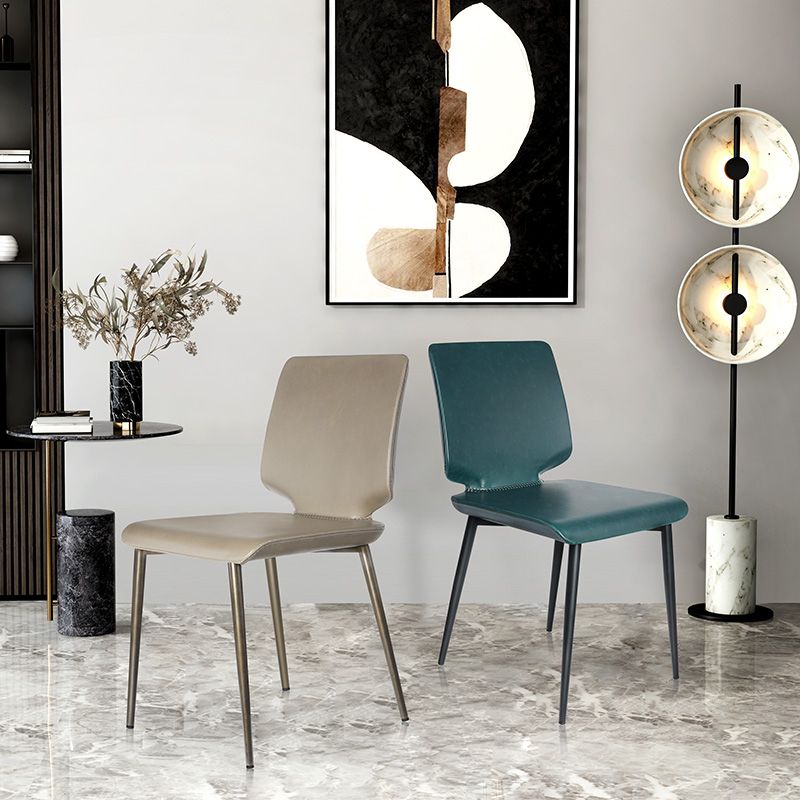 Contemporary Style Leather Dining Chairs Armless Solid Back Chair for Kitchen Clearhalo ' kitchen&dining_furn' 'Dining Chairs' 'Dining Tables & Seating' 'dining_chair' 'furn' 'furn_dining_chair' 'Furniture' 'furniture_dining_chair' 'Kitchen & Dining Furniture' 'kitchen' 1200x1200_41c40601-10df-43eb-8d75-ca90e4fbe036