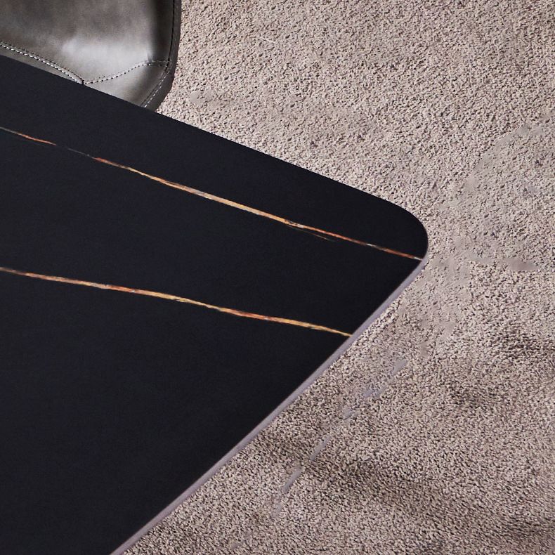 Sintered Stone Rectangular Dining Table Contemporary with Four Legs Base Table in Black Clearhalo ' dining_table' 'Dining Tables & Seating' 'Dining Tables' 'Furniture' 'furniture_dining_table' 'Kitchen & Dining Furniture' 'kitchen&dining_furn' 'kitchen' 'kitchen_dining_table' 1200x1200_41c7825b-d488-4db2-8c0e-09abc31bc74a