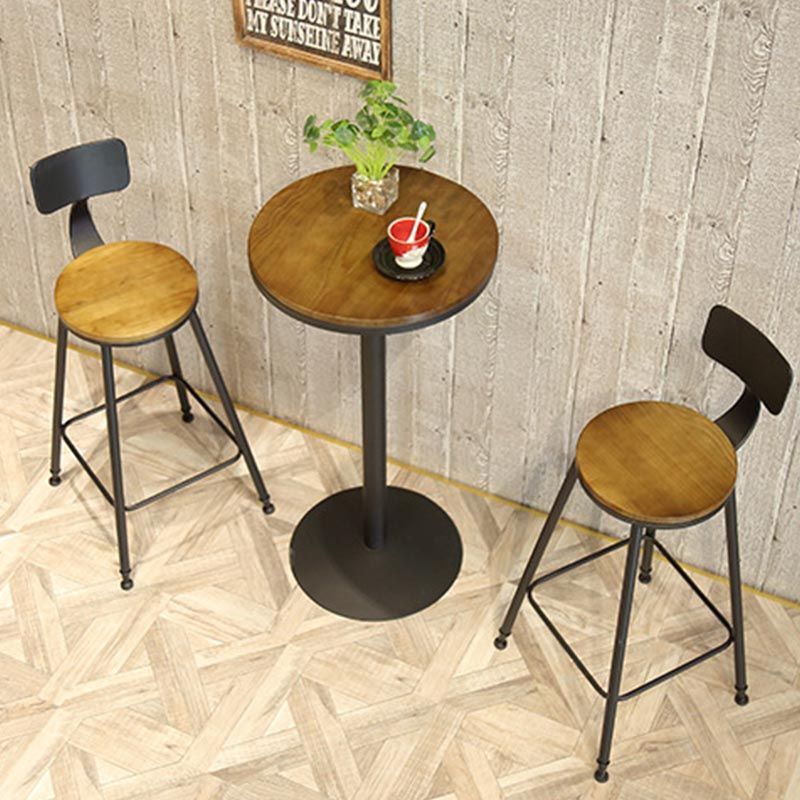 Industrial 1/3/4/5 Pieces Bar Table Set Round Pine Wood Counter Table with Stools for Cafe Clearhalo 'Bar Furniture' 'furn' 'furn_home_bar_bar_sets' 'Furniture' 'Home Bars & Bar Sets' 'home_bar_bar_sets' 'Kitchen & Dining Furniture' 1200x1200_41c7e108-577c-44f8-803c-63245646a8d8