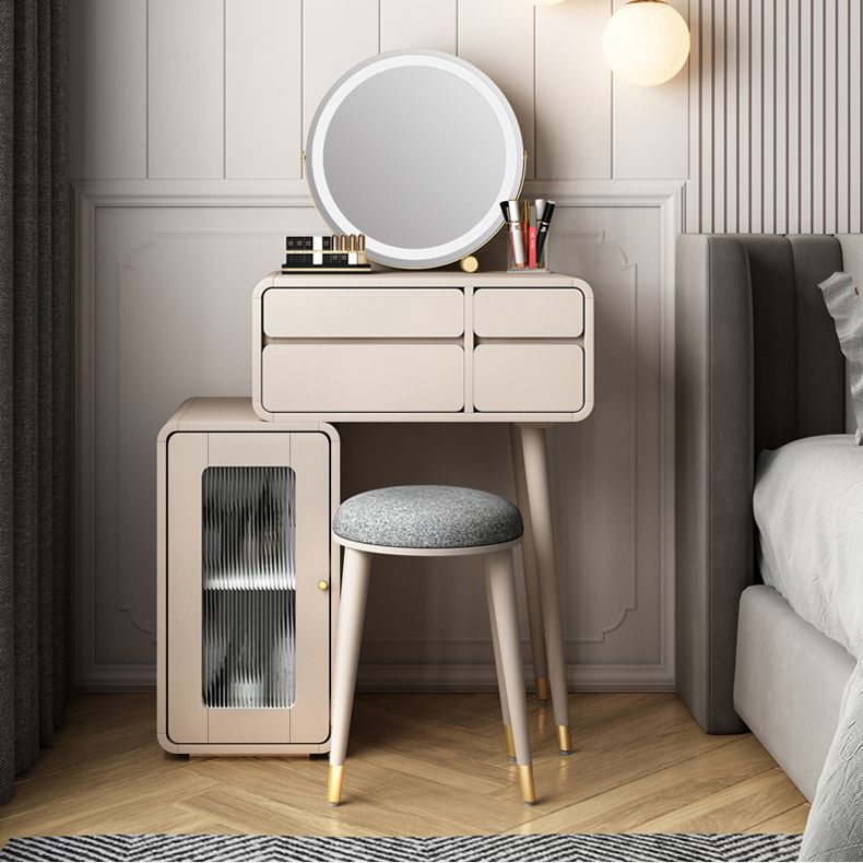 Engineered Wood Makeup Dressing Table Stool Set with 4 Drawers