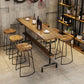 Industrial Wood Counter Table with Rectangle Table Top Black Trestle Table - 42" H Clearhalo 'Bar Furniture' 'Bar Tables' 'bar_tables' 'furn' 'furn_bar_tables' 'Furniture' 'furniture_bar_tables' 'Kitchen & Dining Furniture' 1200x1200_41caeb69-efd7-422c-987f-176eea0185bc