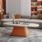 Glam Pedestal Cocktail Table Oval Coffee Cocktail Table for Home