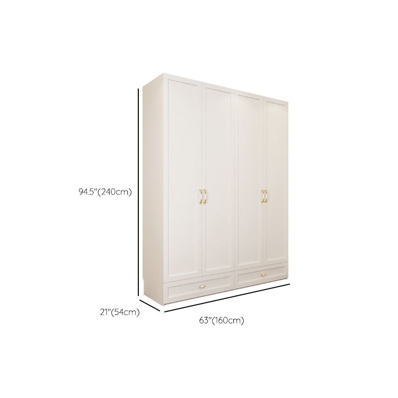 Engineered Wood Wardrobe Closet with Shelves White Wardrobe Cabinet