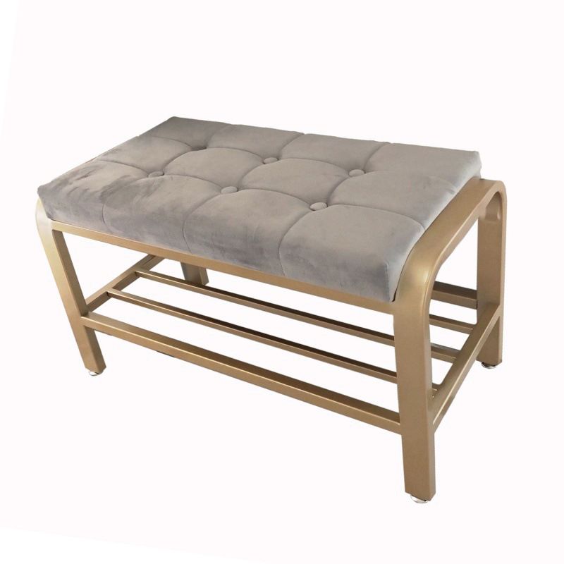 Cushioned Seating Bench 17.7" H Glam Metal Entryway Bench with Legs Clearhalo 'Benches' 'Chairs & Seating' 'furn' 'furn_benches' 'Furniture' 'Living Room Furniture' 1200x1200_41d058c2-be34-4fd3-adb7-08027e2b245e