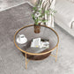 Contemporary 4 Legs Glass Top with Storage Shelf Round Single Coffee Table Clearhalo 'Coffee & Accent Tables' 'Coffee Tables' 'coffee_tables' 'furn' 'furn_coffee_tables' 'Furniture' 'Living Room Furniture' 1200x1200_41d205bc-bdfb-417f-ae4e-7ed91c2d7855