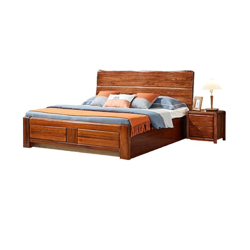 Cama de madera maciza tradicional cama de color sólido con cabecera