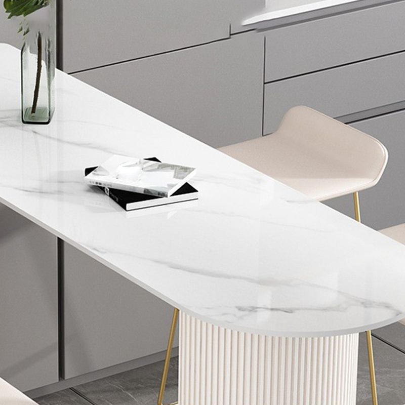 Stone Bar Dining Table Glam Oval Bar Table with Double Pedestal for Dining Room Clearhalo 'Bar Furniture' 'Bar Tables' 'bar_tables' 'furn' 'furn_bar_tables' 'Furniture' 'furniture_bar_tables' 'Kitchen & Dining Furniture' 1200x1200_41d47c5a-1131-45f6-ae0c-14d431dc6ab2