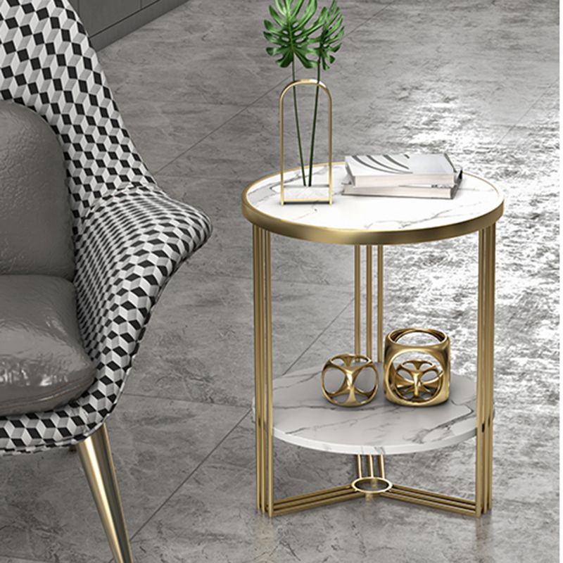 Tavolo da tavolo trasversale base in metallo oro marmo/tavolo tondo superiore in ardesia