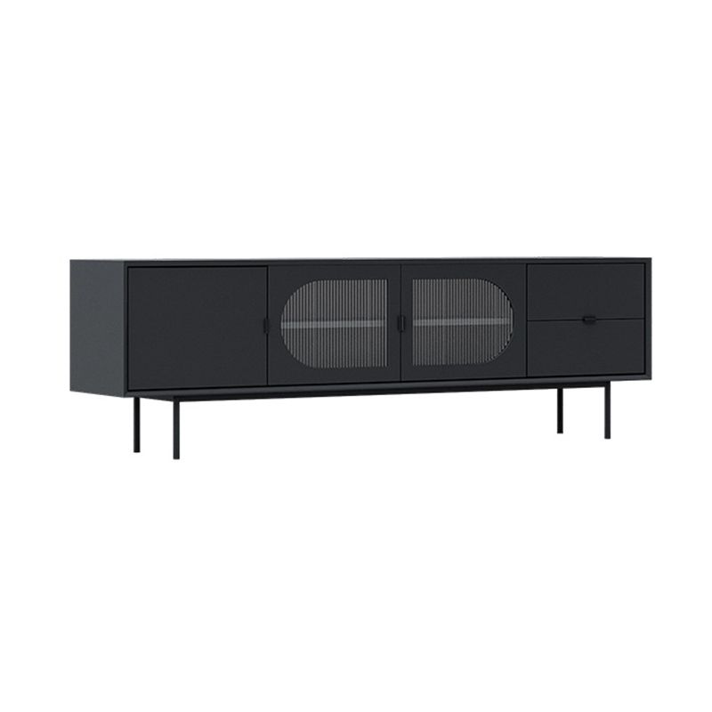 Console TV contemporaine en bois avec rangement fermé, support multimédia TV pour salon