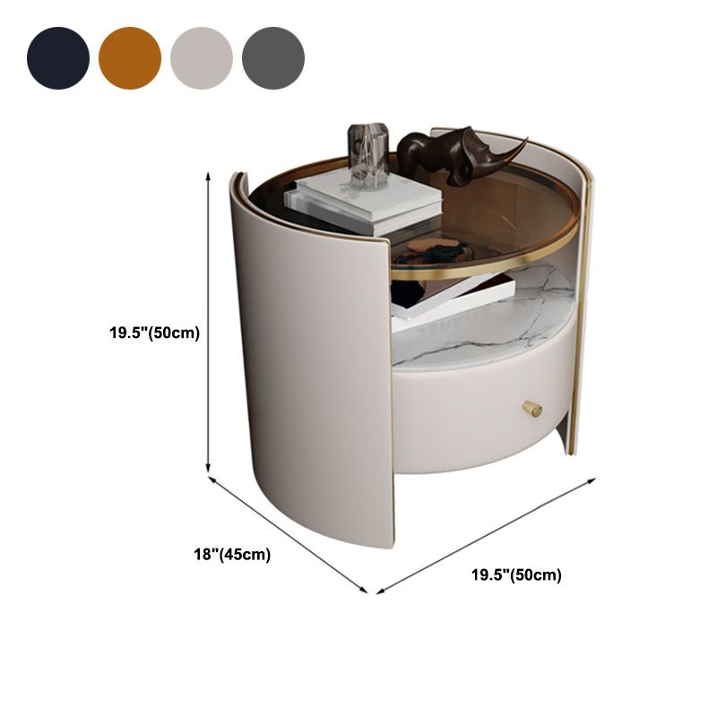 フェイクレザーナイトスタンドモダン1-引き出しアクセントテーブルナイトスタンド