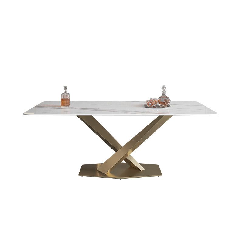 Metal Traditional Luxury Rectangle Table White Sintered Stone Indoor Table for Kitchen Clearhalo ' dining_table' 'Dining Tables & Seating' 'Dining Tables' 'furn' 'furn_dining_table' 'Furniture' 'furniture_dining_table' 'Kitchen & Dining Furniture' 'kitchen&dining_furn' 'kitchen' 'kitchen_dining_table' 1200x1200_41da6e65-60f4-4ca7-98f2-85ec80729b07