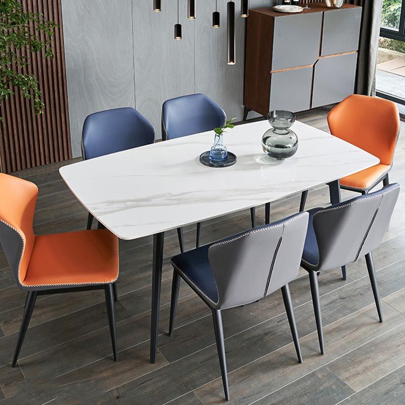 Rectangular Sintered Stone Dining Table Modern Furniture with 4 Legs in Matte Finish Home Clearhalo 'Dining Tables & Seating' 'Dining Tables' 'dining_table' 'furn' 'furn_dining_table' 'Furniture' 'Kitchen & Dining Furniture' 1200x1200_41dc624f-84e4-4660-9d07-37f7a96a0ccd