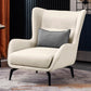 Glam Style with Handrail Leather HandrailMetal Foot Arm Chair with Fixed Backrest