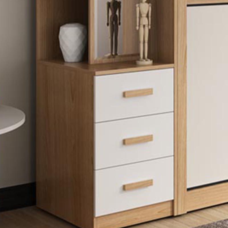 Bedroom Wardrobe Armoire Cabinet, Artificial Wood Modern Storage Cabinet with Drawers