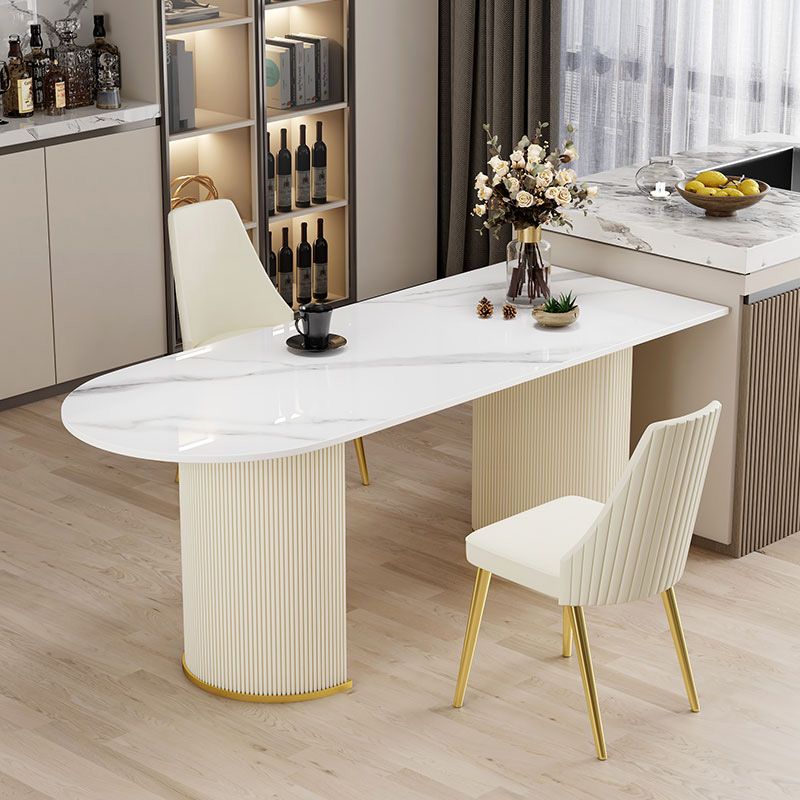 Modern Stone Dining Table White Double Pedestal Base Table for Dining Room Clearhalo 'Dining Tables & Seating' 'Dining Tables' 'dining_table' 'furn' 'furn_dining_table' 'Furniture' 'Kitchen & Dining Furniture' 1200x1200_41df43a2-b612-4fea-88f1-47e9ae5dae03