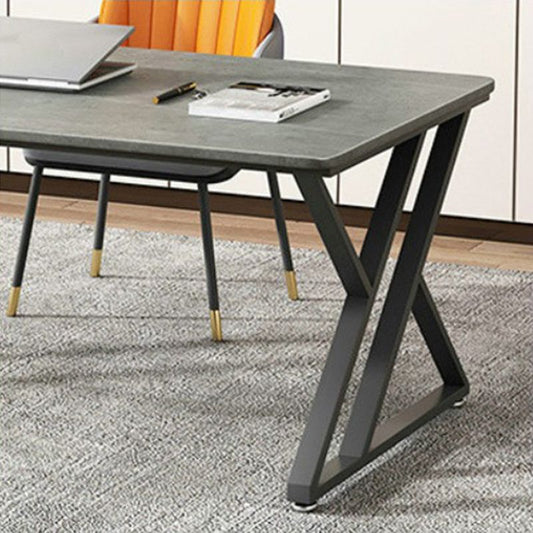 Bureau de bureau gris incurvé moderne 31,5 "de large trestle de bureau d'écriture