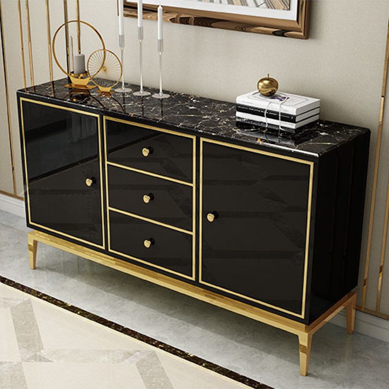 Glam Sideboard Buffet Mirrored 3 Drawers and 2 Doors Cabinets Buffet Sideboard Clearhalo 'buffet_sideboard' 'Buffets & Sideboards' 'furn' 'furn_buffet_sideboard' 'Furniture' 'Kitchen & Dining Furniture' 1200x1200_41e4758a-c903-4b02-a868-18fc6ac44365