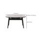 Mesa de comedor moderna de piedra blanca extensible con 4 patas de madera de goma negra