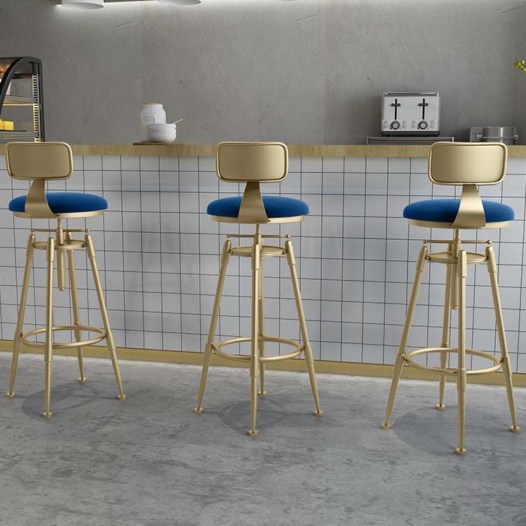 Upholstered Adjustable Height Bar Stool Industrial Iron Frame Stool Clearhalo 'Bar Furniture' 'Bar Stools' 'bar_stools' 'furn' 'furn_bar_stools' 'Furniture' 'Kitchen & Dining Furniture' 1200x1200_41e818a7-728e-49aa-a735-7586ecd3eadf