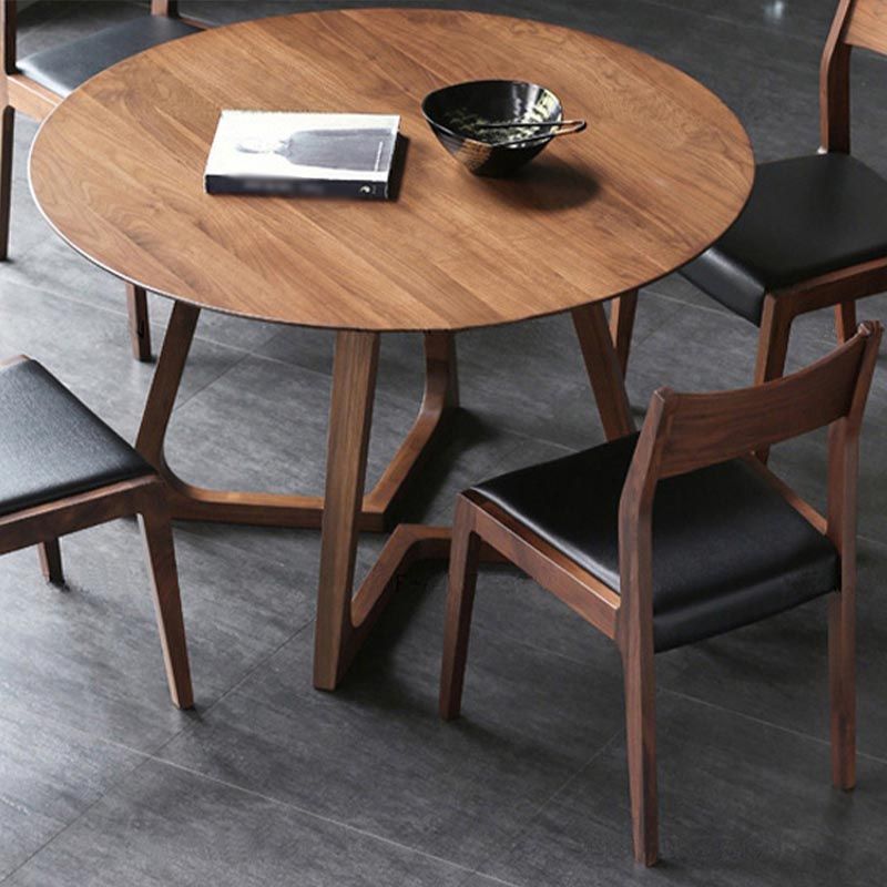 Modern Rubber Wood Table for Restaurant Dining Table with Double Wood Pedestal