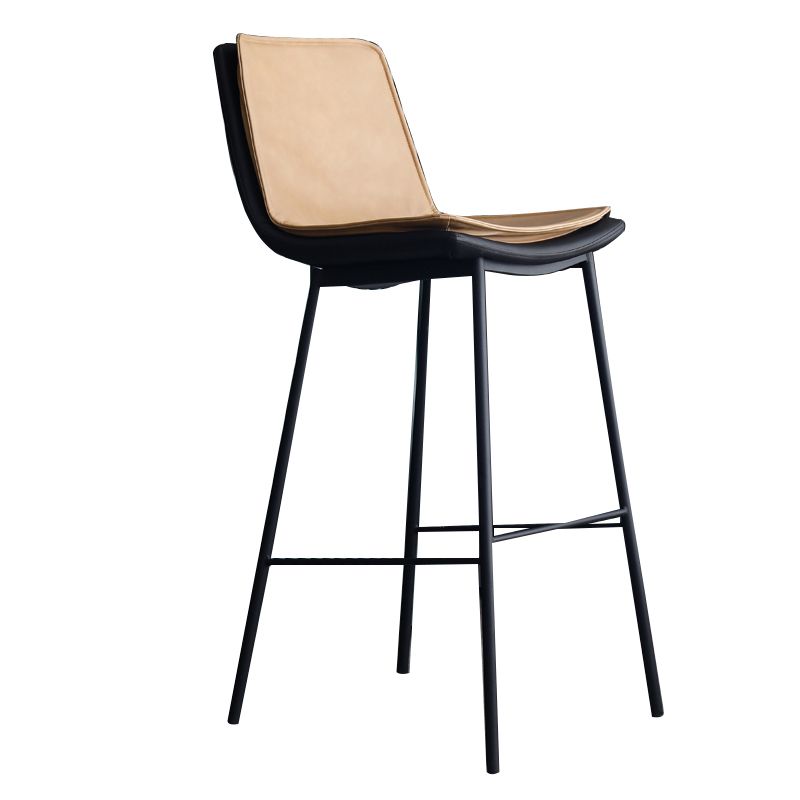 Industrial PU Leather Barstools Metal Base Bar Stool for Living Room