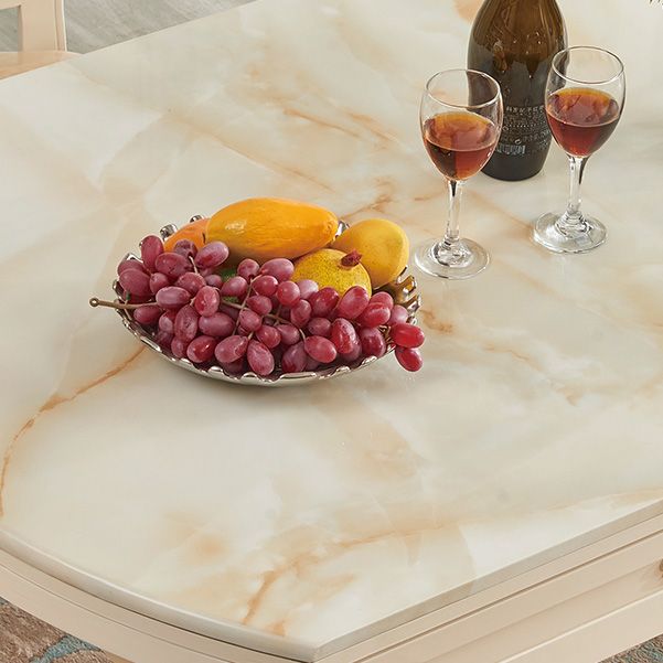 Faux Marble Dining Table Round 4 Legs Dining Site Table with Drop-Leaf Clearhalo 'Dining Tables & Seating' 'Dining Tables' 'dining_table' 'furn' 'furn_dining_table' 'Furniture' 'Kitchen & Dining Furniture' 1200x1200_41eda3a3-c9c5-4fcc-b49c-a435ab6652db