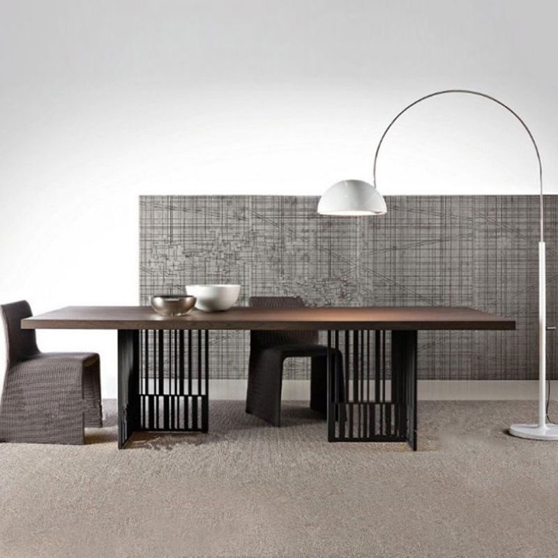 Metal Industrial Rectangular Dining Table Wood Top Dining Table for Kitchen Clearhalo ' dining_table' 'Dining Tables & Seating' 'Dining Tables' 'furn' 'furn_dining_table' 'Furniture' 'furniture_dining_table' 'Kitchen & Dining Furniture' 'kitchen&dining_furn' 'kitchen' 'kitchen_dining_table' 1200x1200_41eeb359-5ae4-45fb-823f-64ef39d2a78f