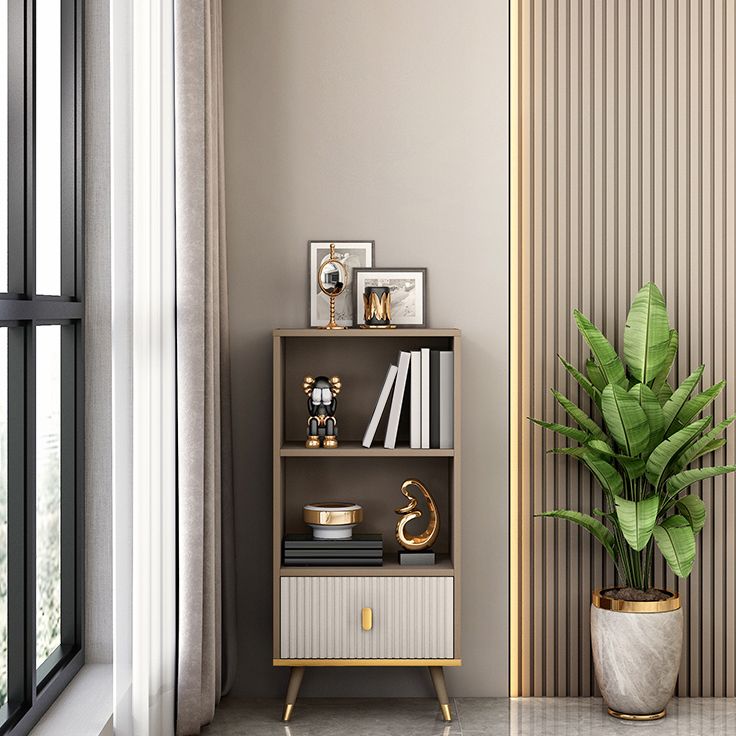 Libreria di legno moderna di libreria moderna di rettangolo con cassetti