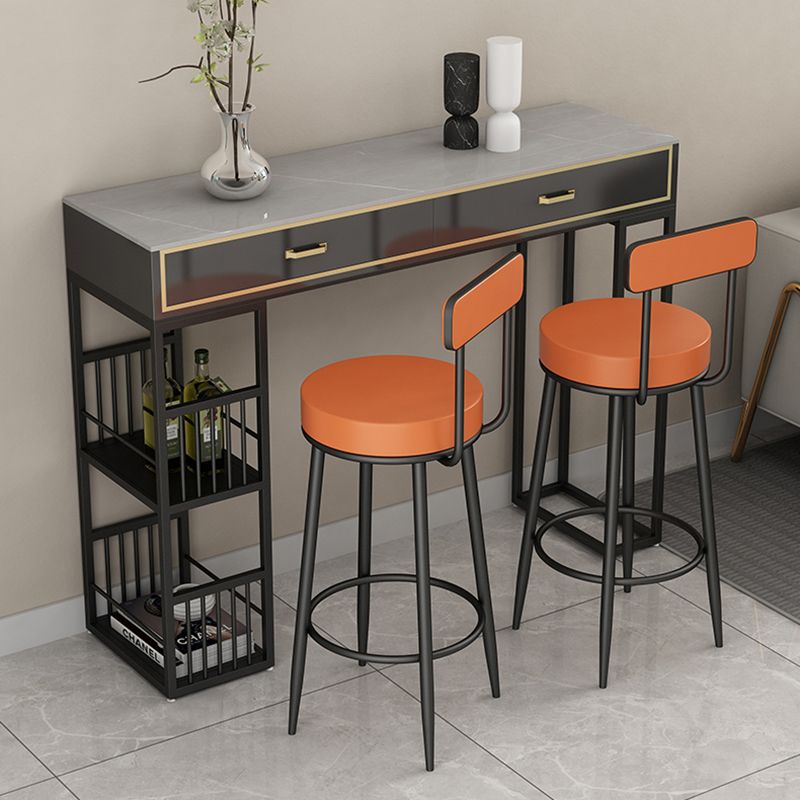 Scandinavian Upholstered Metal Counter Stools Low Back Bar Stools with Round Seat Clearhalo 'Bar Furniture' 'Bar Stools' 'bar_stools' 'furn' 'furn_bar_stools' 'Furniture' 'furniture_bar_stools' 'Kitchen & Dining Furniture' 1200x1200_41f100fc-86c9-4a50-8367-d64d304b25d5