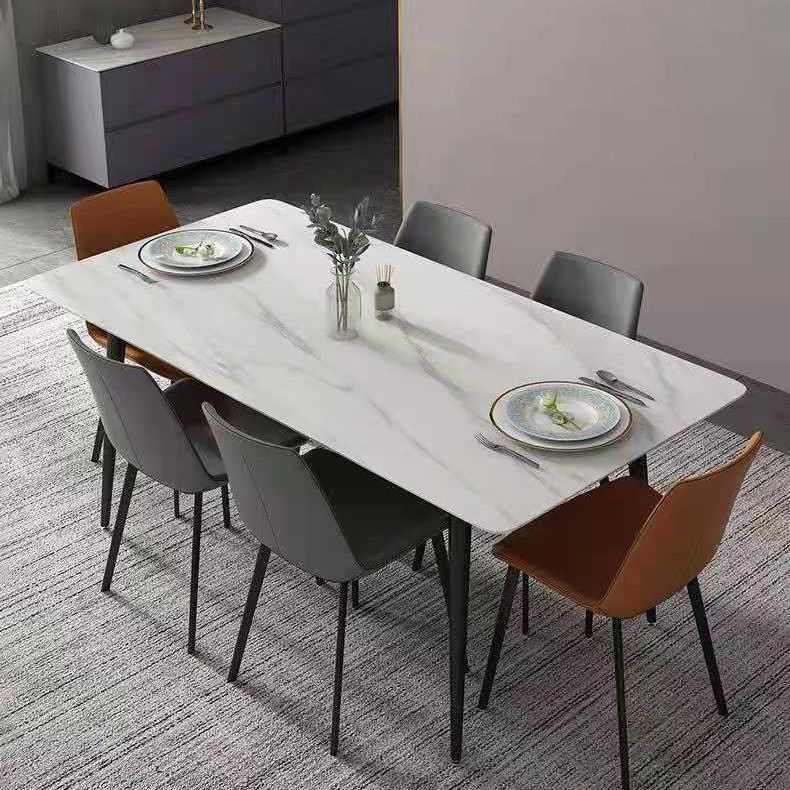 Industrial Style Home Sintered Stone Dining Table Rectangle Table with Metallic Base Clearhalo ' dining_table' 'Dining Tables & Seating' 'Dining Tables' 'furn' 'furn_dining_table' 'Furniture' 'furniture_dining_table' 'Kitchen & Dining Furniture' 'kitchen&dining_furn' 'kitchen' 'kitchen_dining_table' 1200x1200_41f30826-f0ef-4833-a353-977164b186dd