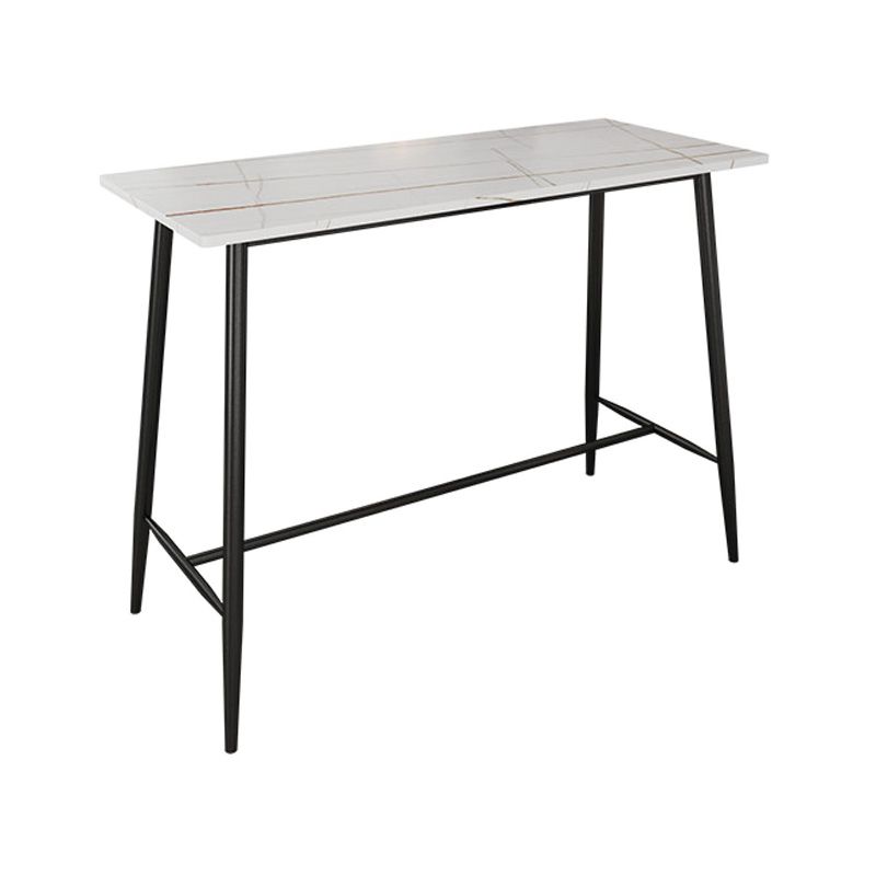 Modern Marble Pub Table with Rectangle Table Top Black Trestle Table - 42" H Clearhalo 'Bar Furniture' 'Bar Tables' 'bar_tables' 'furn' 'furn_bar_tables' 'Furniture' 'furniture_bar_tables' 'Kitchen & Dining Furniture' 1200x1200_41f3bb02-f1df-48ec-892a-ef9e16ac0c53