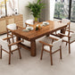 Mesa de comedor rectangular con pedestal doble, mesa moderna de madera de pino para uso en cocina