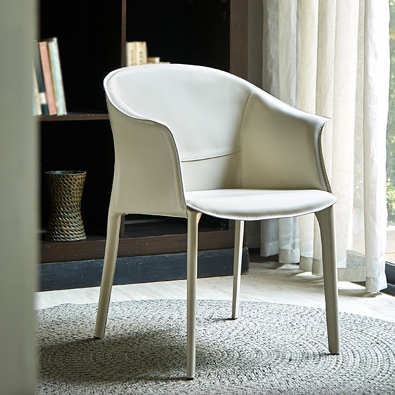 Minimalist Kitchen Dining Arm Chair Solid Back PU Leather Dining Arm Chair Clearhalo ' kitchen&dining_furn' 'Dining Chairs' 'Dining Tables & Seating' 'dining_chair' 'furn' 'furn_dining_chair' 'Furniture' 'furniture_dining_chair' 'Kitchen & Dining Furniture' 'kitchen' 1200x1200_41f48c56-5c4d-4c6f-877a-2496e10e5ce6