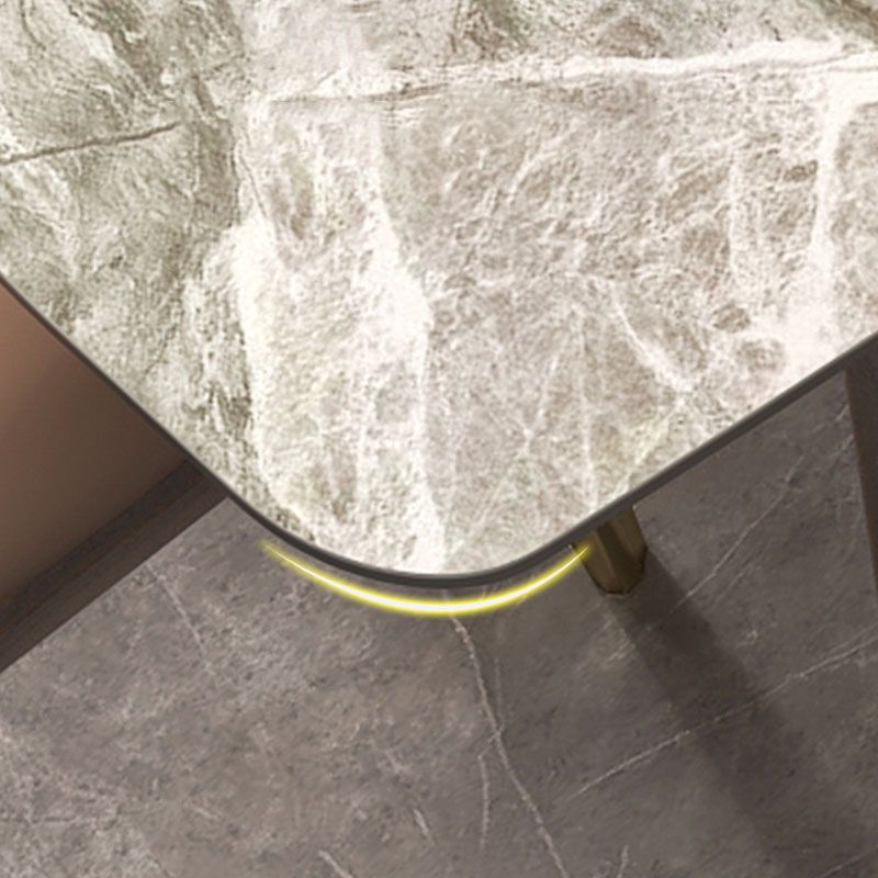 Stone Top Dining Table Mid-Century Modern Dining Table with 4 Wood Legs