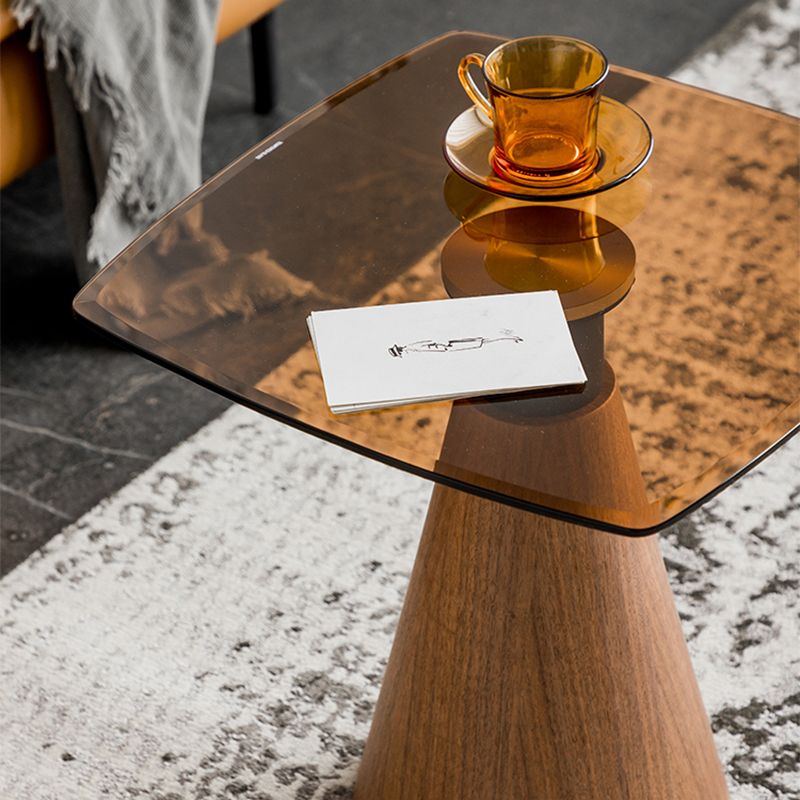 Square Glass Top Coffee Table in Brown Modern Pedestal Cocktail Table Clearhalo 'Coffee & Accent Tables' 'Coffee Tables' 'coffee_tables' 'furn' 'furn_coffee_tables' 'Furniture' 'Living Room Furniture' 1200x1200_41f733dc-01dd-45d8-841c-751607112351