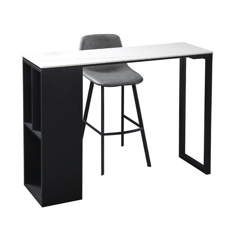 Industrial Black Iron Bar Table Faux Marble Top Rectangle Indoor 41.3"H Bistro Table Clearhalo 'Bar Furniture' 'Bar Tables' 'bar_tables' 'furn' 'furn_bar_tables' 'Furniture' 'furniture_bar_tables' 'Kitchen & Dining Furniture' 'kitchen&dining_furn' 'kitchen' 1200x1200_41f995af-3e4f-446a-8155-29871ee51dc3