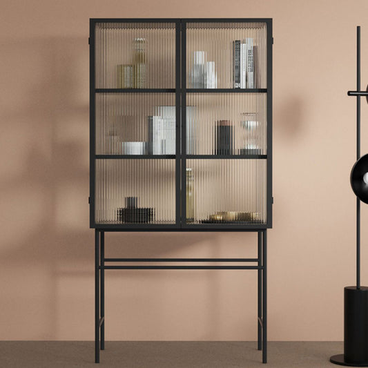 Modern Metal Buffet Sideboard 2 Doors Buffet Server for Dining Room,27.5"L x 13"W x 61"H Clearhalo 'buffet_sideboard' 'Buffets & Sideboards' 'furn' 'furn_buffet_sideboard' 'Furniture' 'Kitchen & Dining Furniture' 1200x1200_41fa864f-1d06-403b-b7be-093adb0048d4