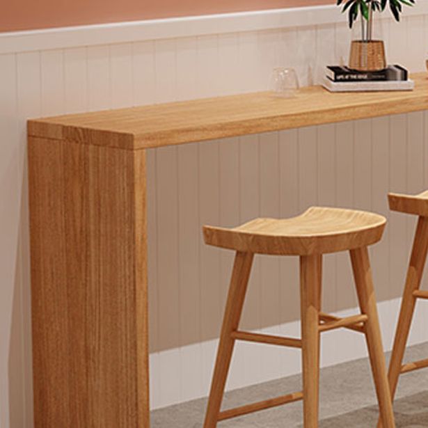 Modern Pine Wood Bar Dining Table Rectangle Indoor Bistro Table with Shelf Clearhalo 'Bar Furniture' 'Bar Tables' 'bar_tables' 'furn' 'furn_bar_tables' 'Furniture' 'furniture_bar_tables' 'Kitchen & Dining Furniture' 1200x1200_41fc7f53-a602-4410-849c-dc4a173c622d