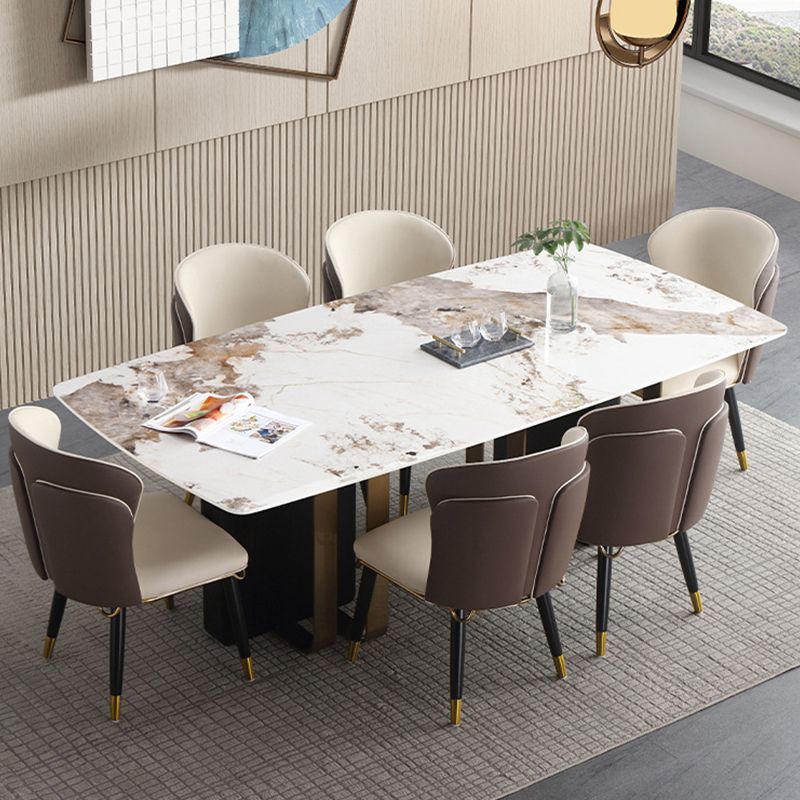 黒の二重台座のある豪華な焼結された石の上部テーブル長方形のテーブル