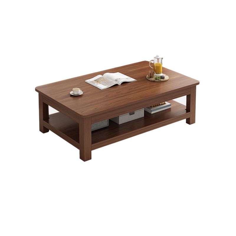4 Legs Wood Cocktail Table No Distressing Coffee Table with Storage Shelf Clearhalo 'Coffee & Accent Tables' 'Coffee Tables' 'coffee_tables' 'furn' 'furn_coffee_tables' 'Furniture' 'Living Room Furniture' 1200x1200_41ff29f4-2433-4d26-bc81-9a7db702ad62