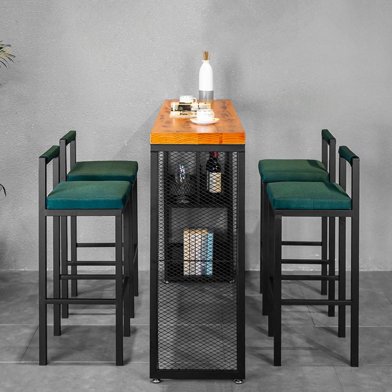 Ensemble de table de barre rectangulaire industriel 1/3/5 pièces Table de comptoir en bois avec tabourets sans bras