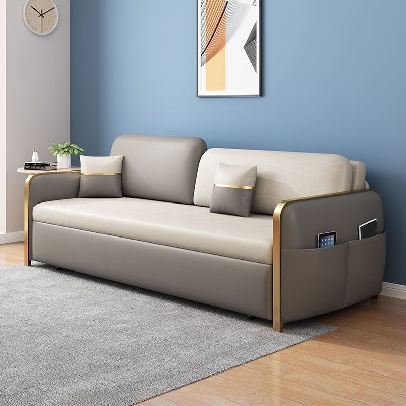 Moderno divano braccio quadrato da 33,4 "h in pelle finta per soggiorno