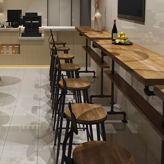 Brown Modern Style Bar Table Pine Wood and Metal Coffee Shop Bar Table Clearhalo 'Bar Furniture' 'Bar Tables' 'bar_tables' 'furn' 'furn_bar_tables' 'Furniture' 'furniture_bar_tables' 'Kitchen & Dining Furniture' 1200x1200_420453bc-55f7-4809-9bdb-cc767b77ef89
