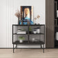 Modern Black Iron Sideboard Glass Doors Cabinets Dining Server for Living Room Clearhalo 'buffet_sideboard' 'Buffets & Sideboards' 'furn' 'furn_buffet_sideboard' 'Furniture' 'furniture_buffet_sideboard' 'Kitchen & Dining Furniture' 1200x1200_42056864-97a0-428b-bb4e-f8ff2056f7eb
