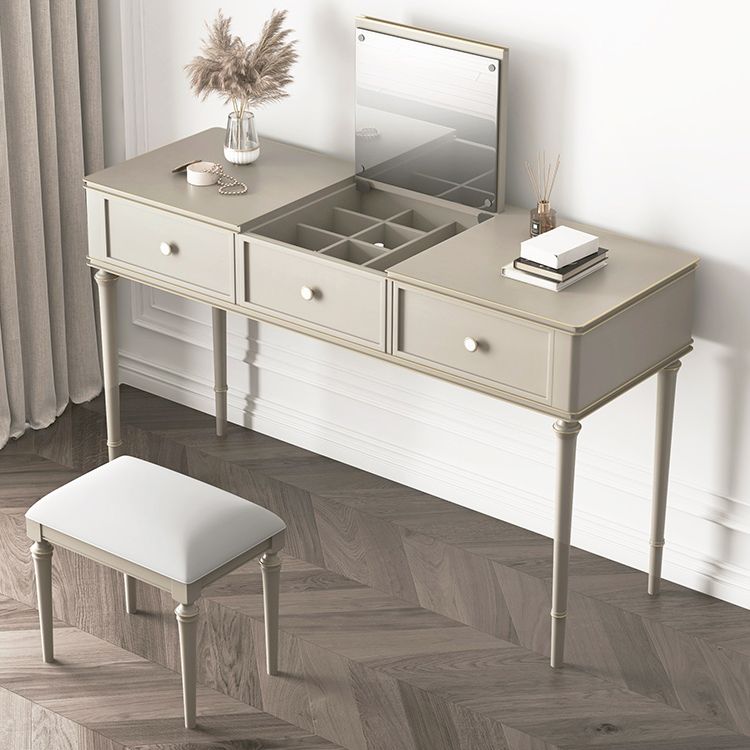 Make-up Vanity Mirrored Wood Dressing Table Padded Stool Set Clearhalo 'Bedroom Furniture' 'furn' 'furn_makeup_vanities' 'Furniture' 'Makeup Vanities' 'makeup_vanities' 1200x1200_4205c46c-caa6-4d68-b044-8dfc624b281f
