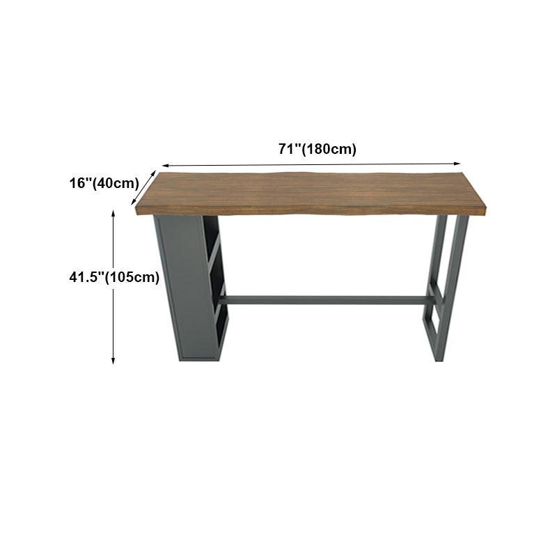 Brown Wood Pub Table with Rectangle Table Top Black Trestle Table - 41.3" H Clearhalo 'Bar Furniture' 'Bar Tables' 'bar_tables' 'furn' 'furn_bar_tables' 'Furniture' 'Kitchen & Dining Furniture' 1200x1200_4206d33f-d6dc-459b-ba6d-a19e865c9b0b