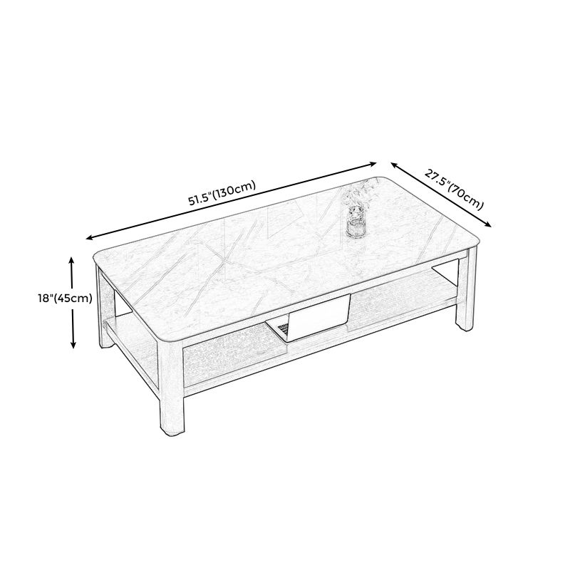 Contemporary Glossy Accent Table Rectangular Coffee Table with Shelf Clearhalo 'Coffee & Accent Tables' 'Coffee Tables' 'coffee_tables' 'furn' 'furn_coffee_tables' 'Furniture' 'furniture_coffee_tables' 'Living Room Furniture' 1200x1200_420829af-2b59-441e-a39d-e9b778367a0f